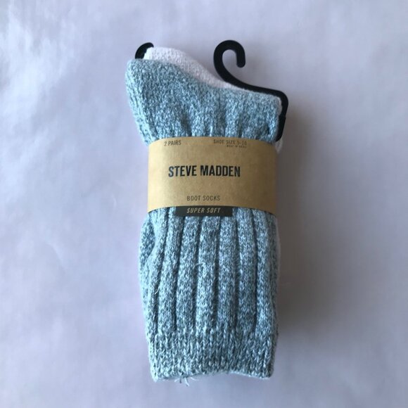 Steve Madden Women Boot Socks Super Soft Gray /Pink 2 Pairs 5-10" - Picture 2 of 4